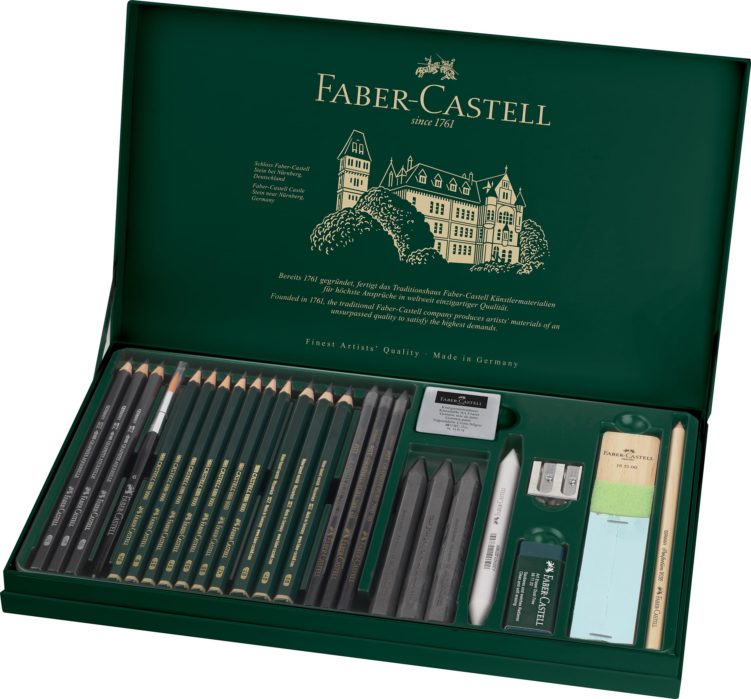 Faber-Castell Conjunto de lata de grafite Pitt com 26 peças